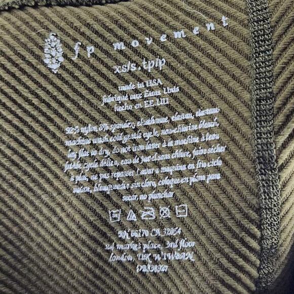 Free People Movement Finish Line Leggings Olive Green Stripe Ribbed Waffle Knit - Picture 6 of 7